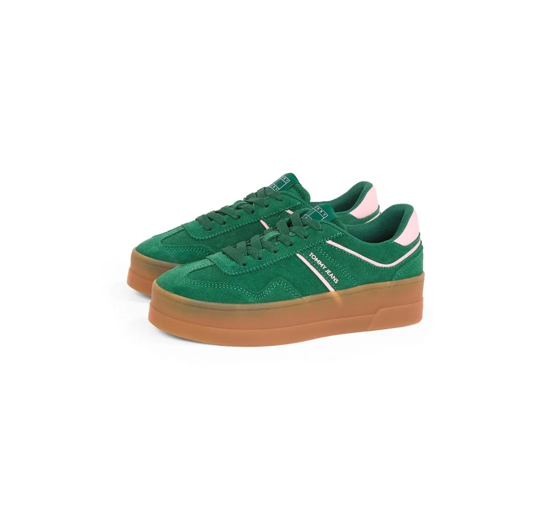 TOMMY JEANS THE GREENWICH FLATFORM SUEDE Plateausneaker, Freizeitschuh, Halbschuh, Schnürschuh mit dezenten Ziernähten
