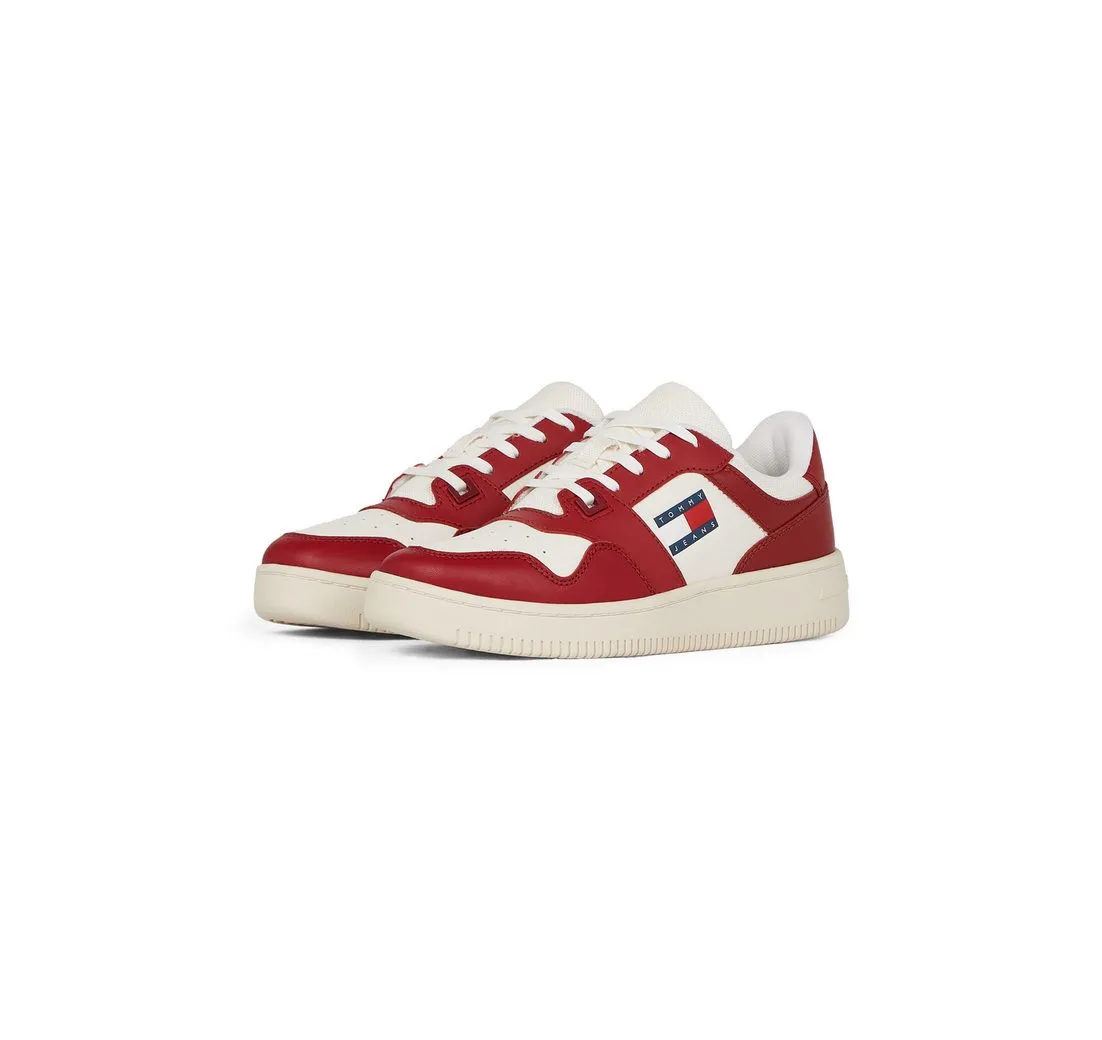 TOMMY JEANS TJW RETRO BASKET ESS Plateausneaker, Freizeitschuh, Halbschuh, Schnürschuh mit seitlicher Logoflagge