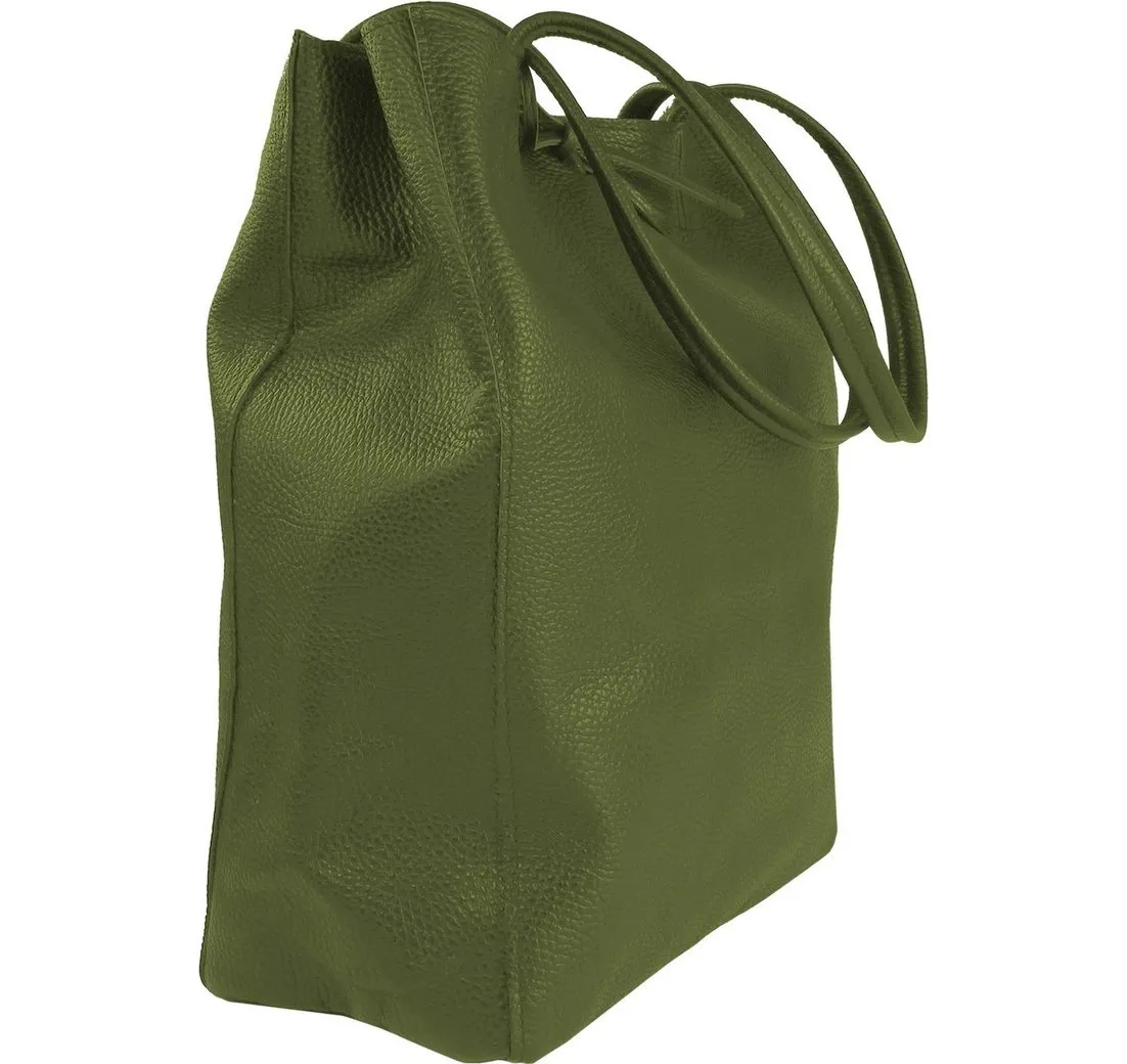 Toscanto Schultertasche Toscanto Damen Shopper Schultertasche (Shopper), Damen Shopper, Schultertasche Leder, olivgrün ca. 28cm x ca. 35cm