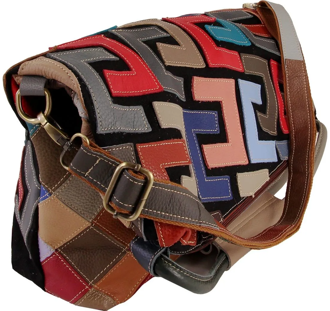 Toscanto Schultertasche Toscanto Damen Shopper Schultertasche (Shopper), Damen Shopper, Schultertasche Leder, mehrfarbig ca. 46cm x ca. 44cm