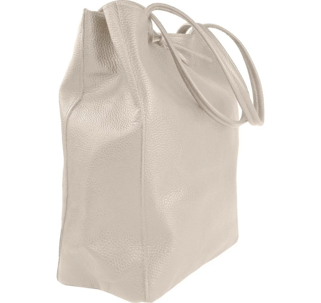 Toscanto Schultertasche Toscanto Damen Shopper Schultertasche (Shopper), Damen Shopper, Schultertasche Leder, beige ca. 28cm x ca. 35cm