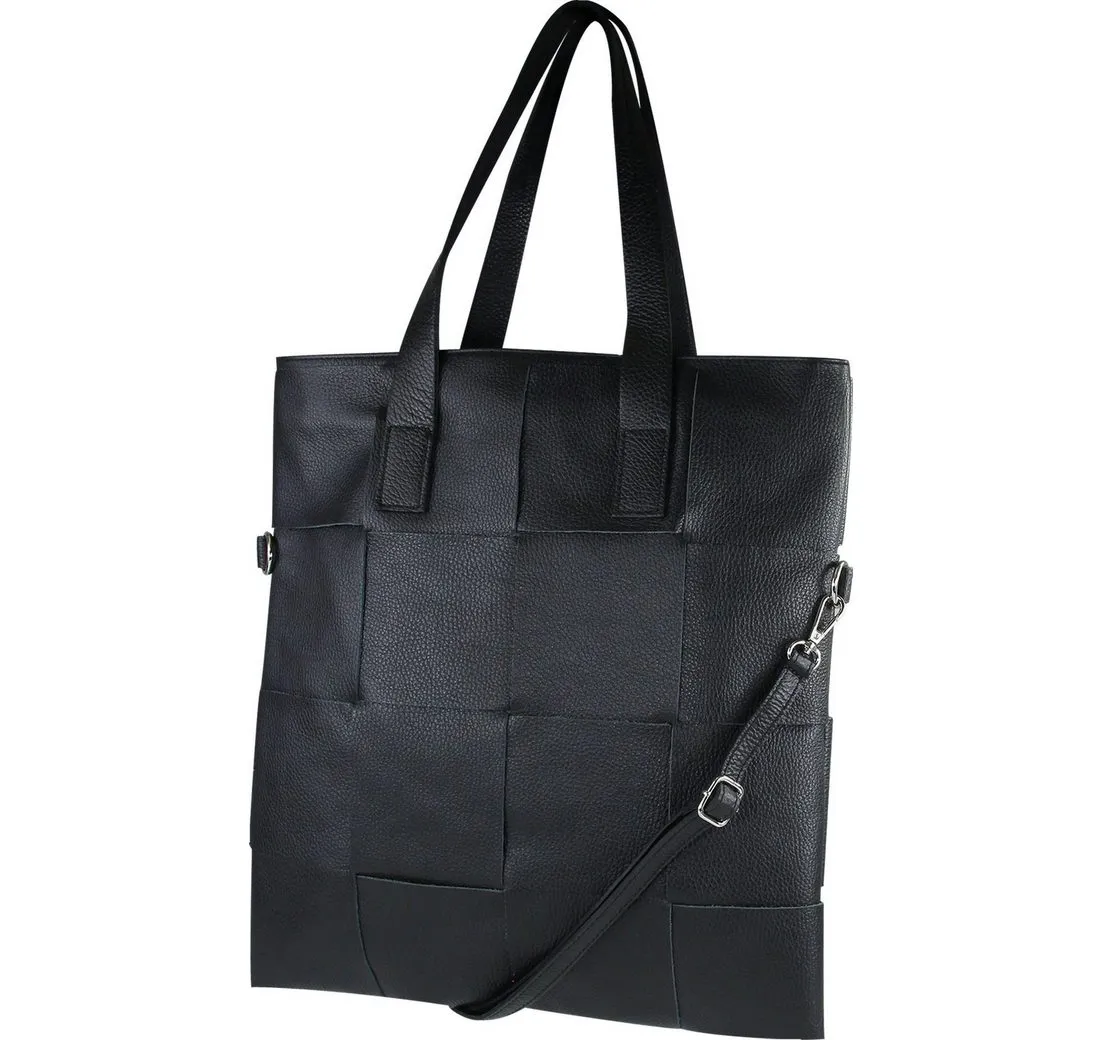 Toscanto Schultertasche Toscanto Damen Umhängetasche (Umhängetasche), Damen Umhängetasche, Schultertasche Leder, schwarz, Größe ca. 37cm