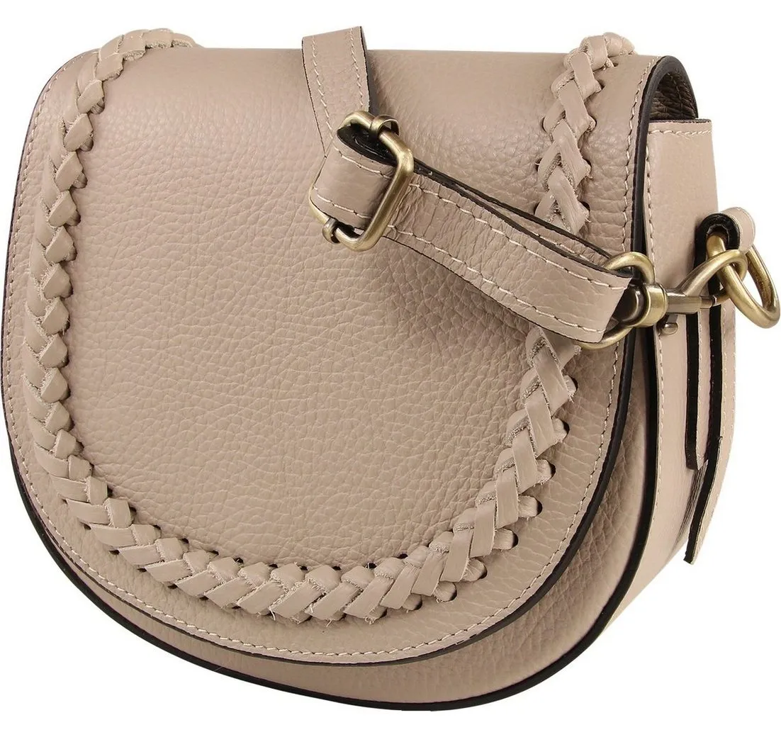 Toscanto Schultertasche Toscanto Tasche taupe, beige (Schultertasche), Damen Schultertasche, Umhängetasche Leder, taupe beige, Größe ca. 21cm