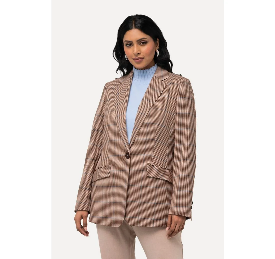 ULLA POPKEN Blusenblazer Blazer Karomuster Reverskragen Klappentaschen