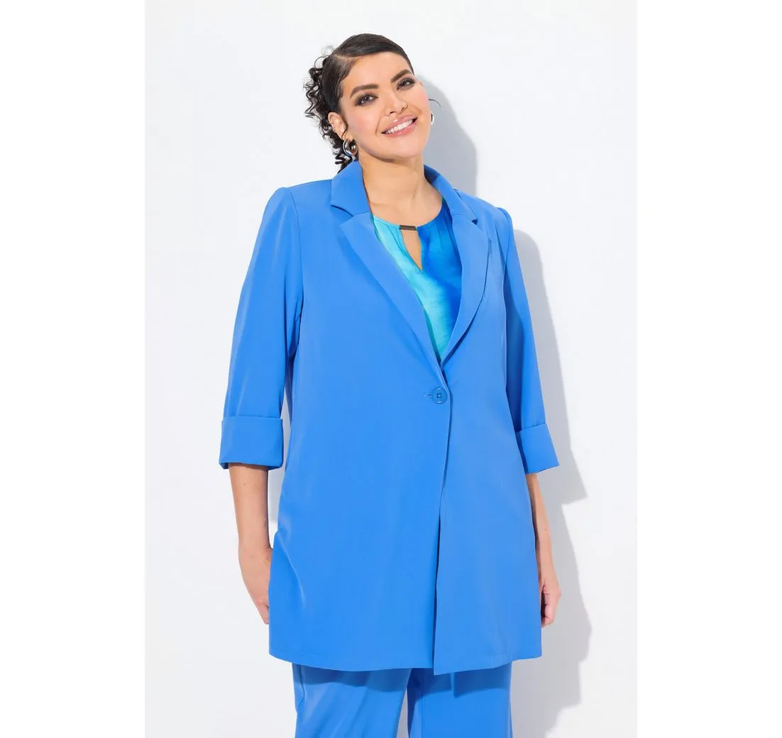 ULLA POPKEN Blusenblazer Blazer Reverskragen Knopfverschluss 3/4-Arm