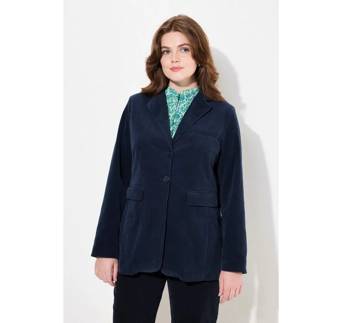 ULLA POPKEN Blusenblazer Cord-Blazer Reverskragen Knopfverschluss tailliert