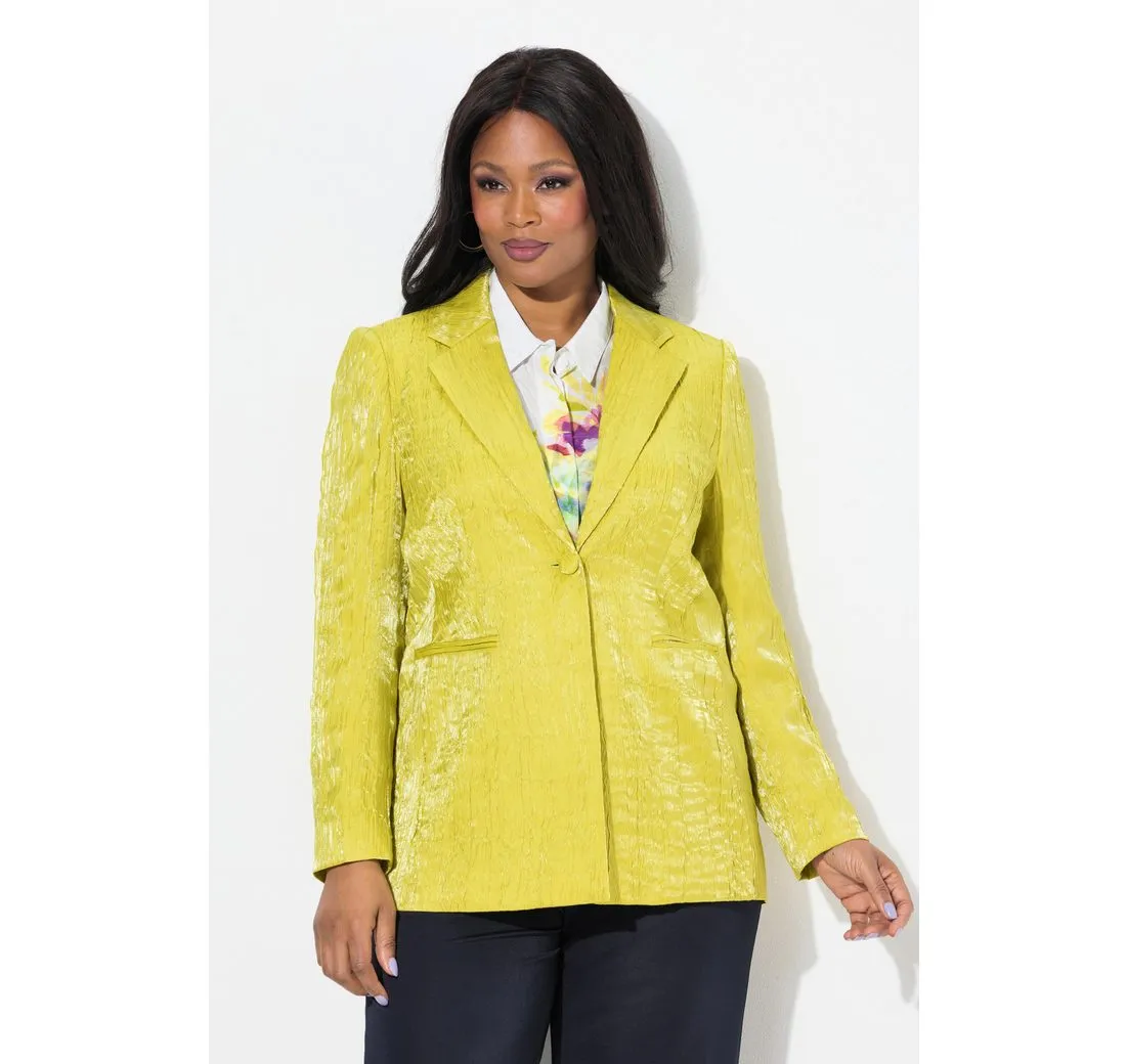 ULLA POPKEN Blusenblazer Crash-Blazer Struktur Reverskragen Langarm