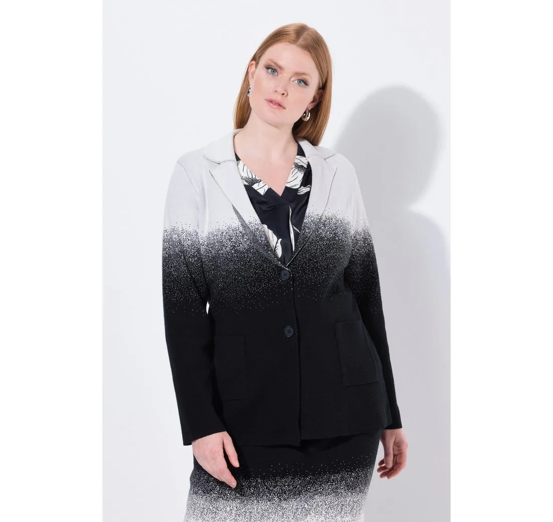 ULLA POPKEN Blusenblazer Strick-Blazer Farbverlauf Reverskragen Langarm
