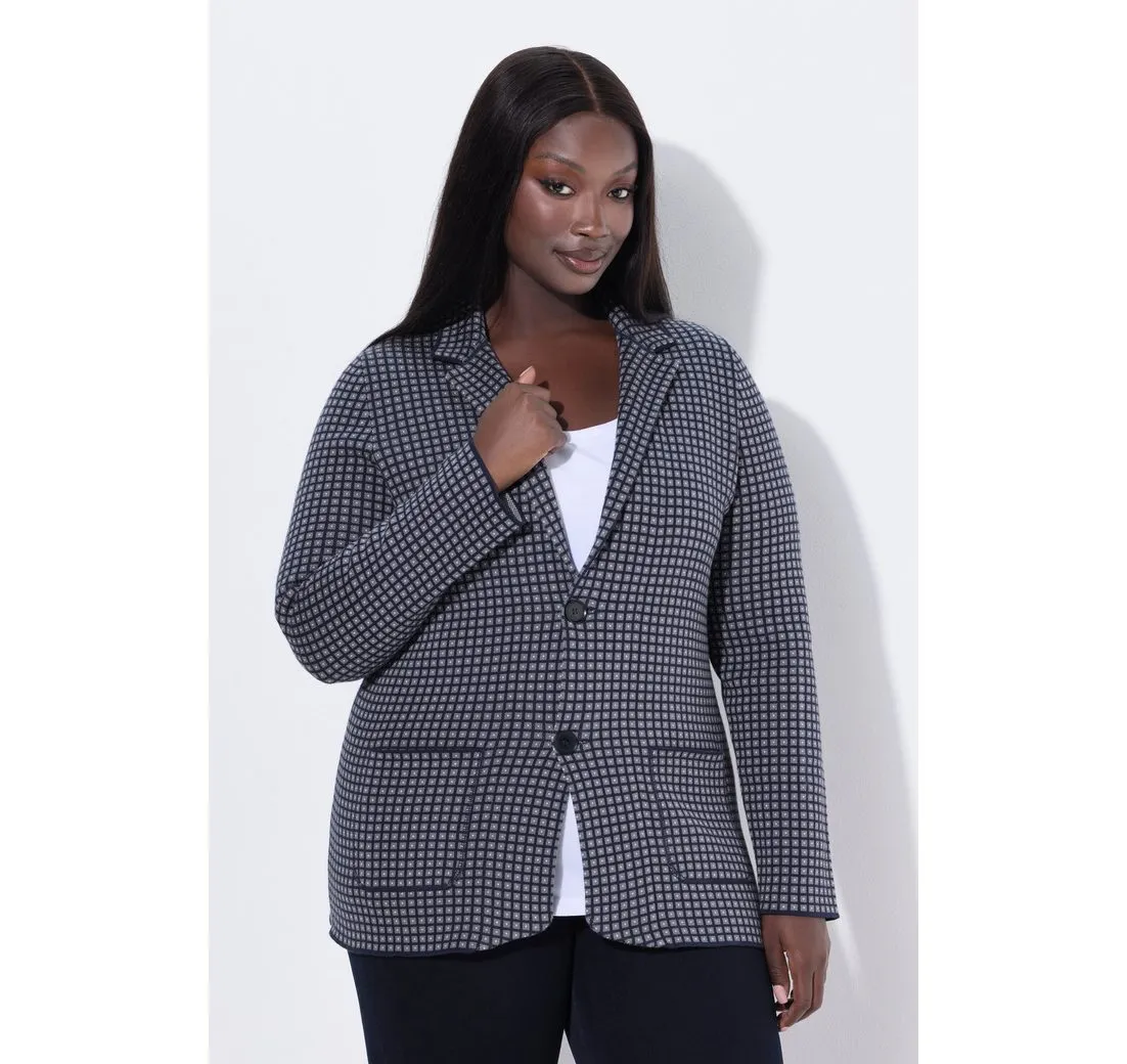 ULLA POPKEN Blusenblazer Strick-Blazer Reverskragen Langarm