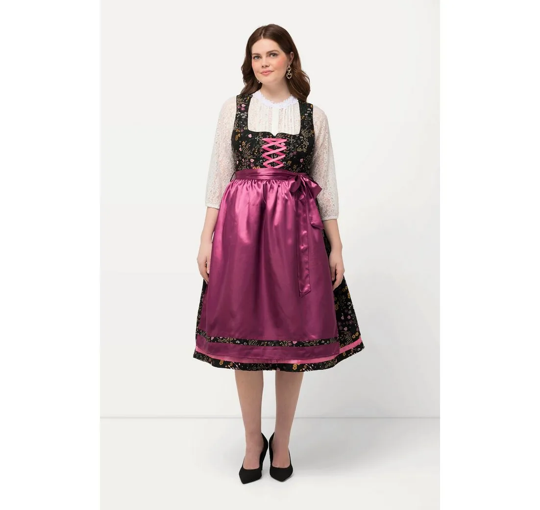 ULLA POPKEN Dirndl Dirndl Blüten Pailletten Carree-Ausschnitt