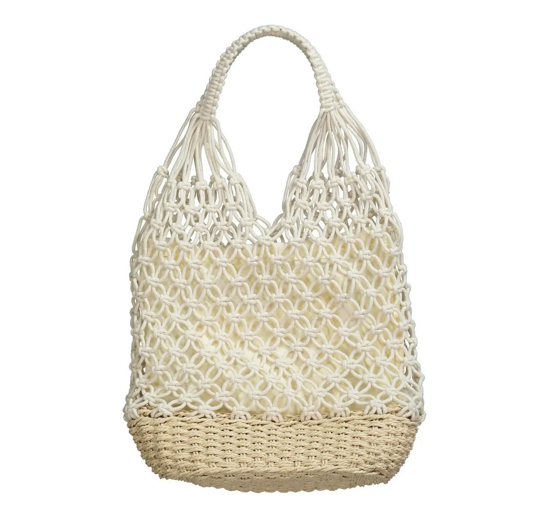 Ulla Popken Handtasche Tasche geknotet Flechtboden Doppelgriff