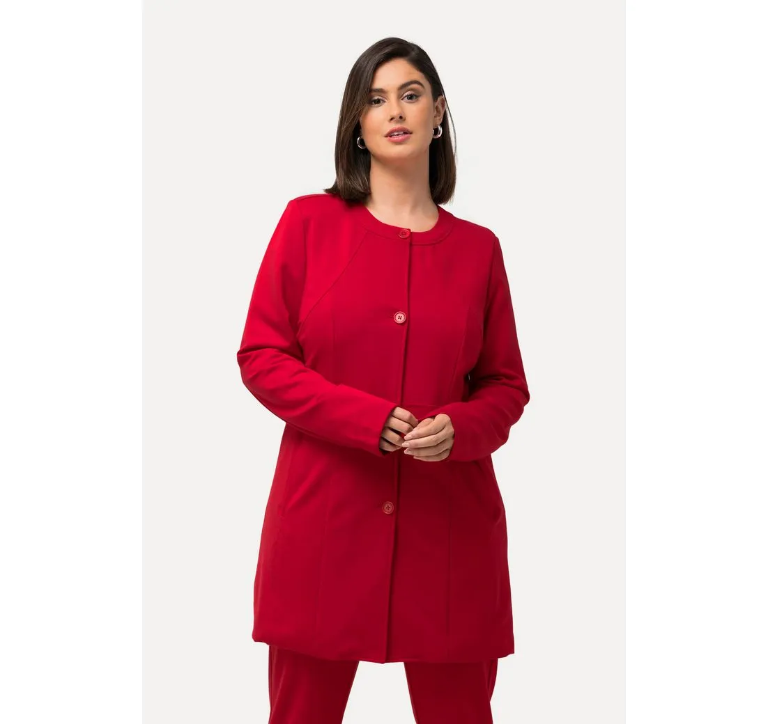 ULLA POPKEN Jerseyblazer Longblazer Ziernähte Rundhals Jersey