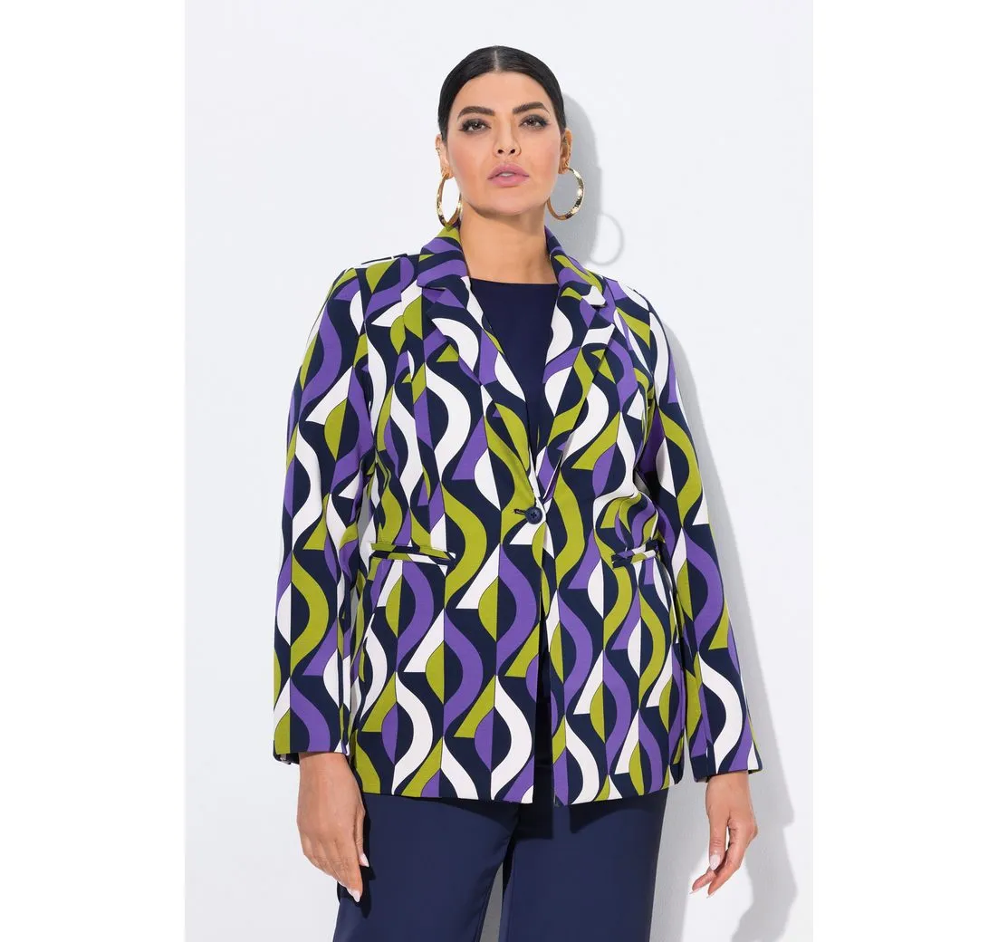 ULLA POPKEN Jerseyblazer Punto-Blazer grafisches Muster Reverskragen