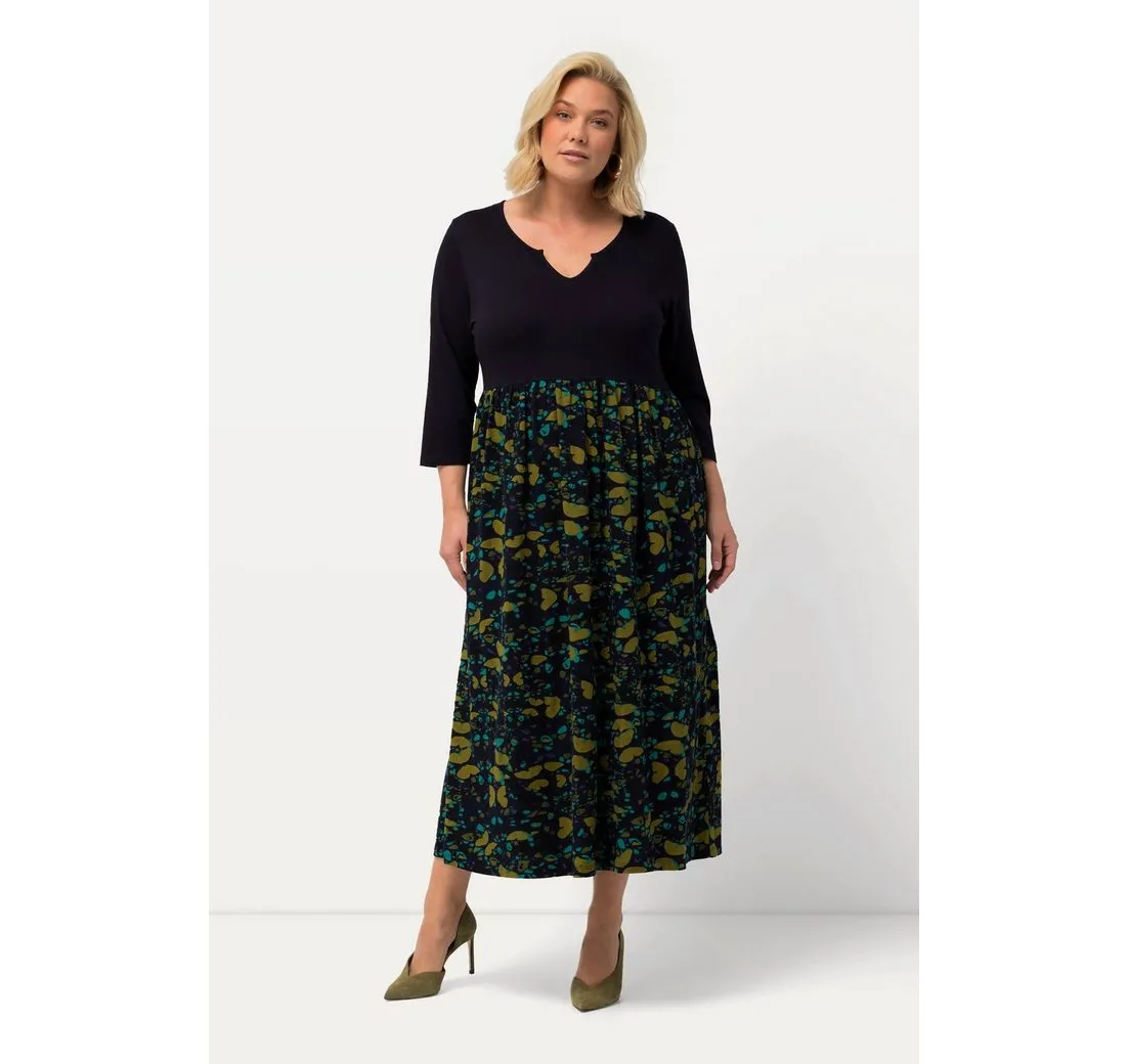 ULLA POPKEN Maxikleid Jerseykleid Schmetterlinge Tunika-Ausschnitt