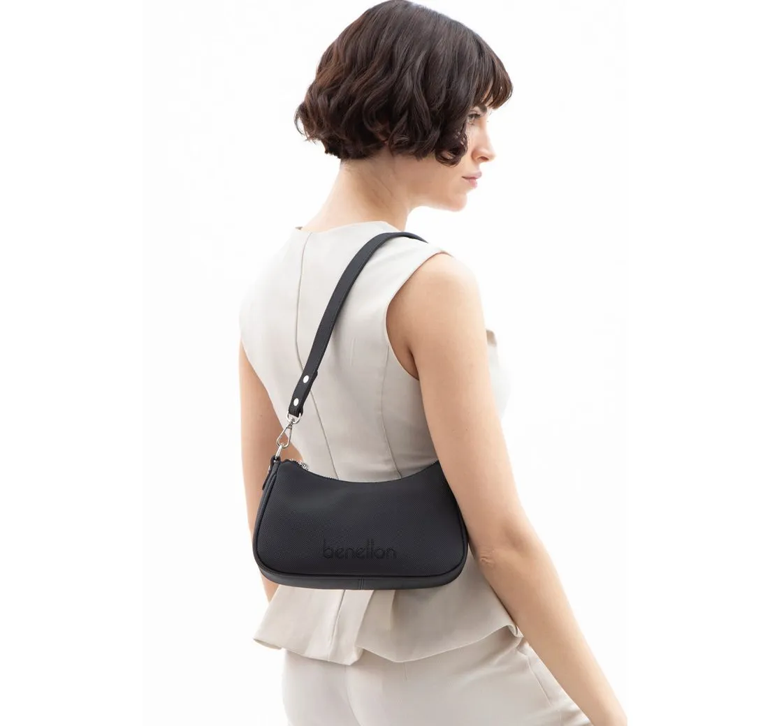 United Colors of Benetton Handtasche Damen 3-in-1 – als Clutch, Schultertasche & Umhängetasche tragbar (mit abnehmbarem Schultergurt & Henkel), Leder Optik – vielseitig - ideal für Alltag, Büro & Freizeit