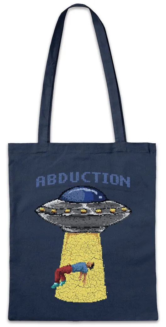 Urban Backwoods Beuteltasche Abduction UFO Stofftasche Pixel Flying Saucers Vril Flugscheibe (1-tlg), Haunebu Majestic 12 Grey