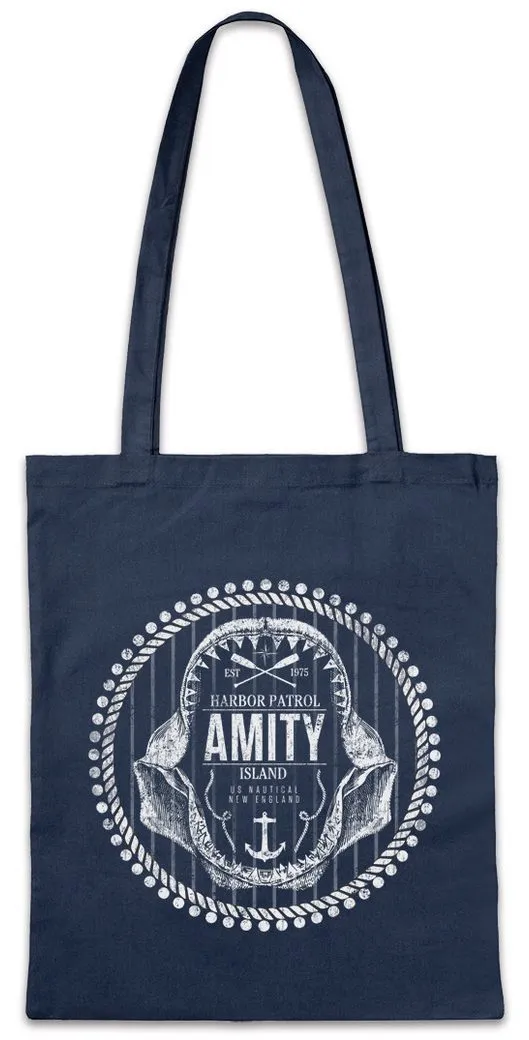Urban Backwoods Beuteltasche Amity Harbor Patrol Stofftasche Island Shark Plakat Weißer Hai Jaws (1-tlg), Great White Quint Boat