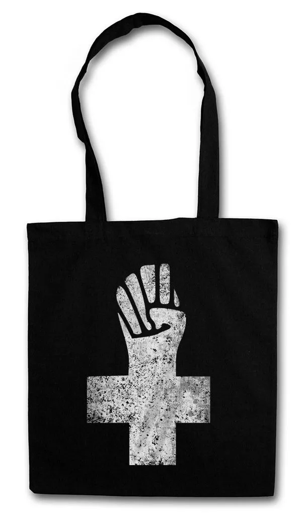 Urban Backwoods Beuteltasche Anarchist Cross Stofftasche Anarchy Kreus Logo Symbol Anarchie Punk (1-tlg), Demo Fist Rock Music