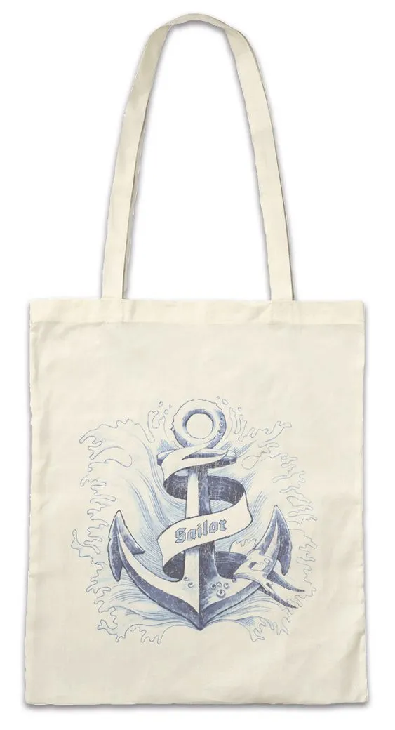 Urban Backwoods Beuteltasche Anchor III Sailor Stofftasche Anker Tattoo Oldschool Jerry Art (1-tlg), Nautical Star Stern Wheel