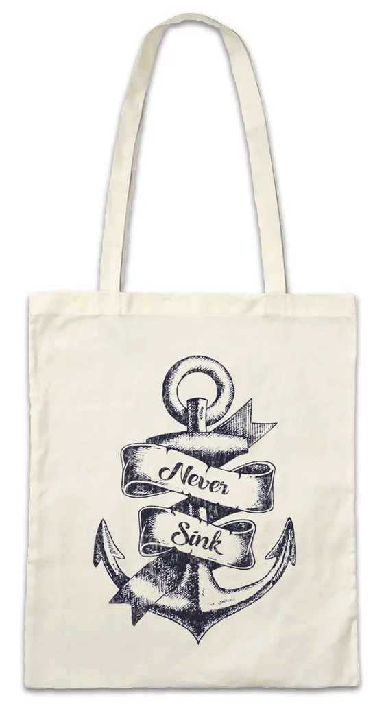 Urban Backwoods Beuteltasche Anchor IV Never Sink Stofftasche Sailor Anker Tattoo Oldschool Jerry (1-tlg), Art Nautical Star Stern