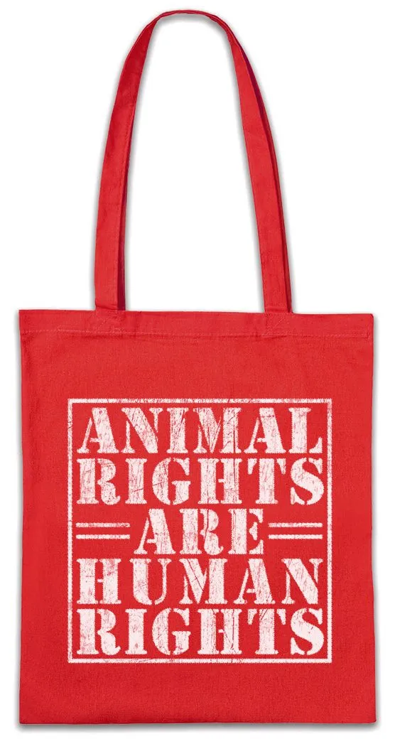 Urban Backwoods Beuteltasche Animal Rights Are Human Rights Stofftasche Vegan Vegetables Vegetarier (1-tlg), Veganer Carnist Carnism Karnismus