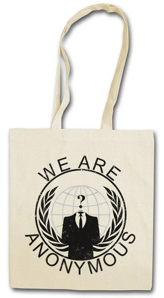 Urban Backwoods Beuteltasche Anonymous Vintage Globe Logo Stofftasche We Are Guy For Fawkes V (1-tlg), Hacker Mask Vendetta Maske