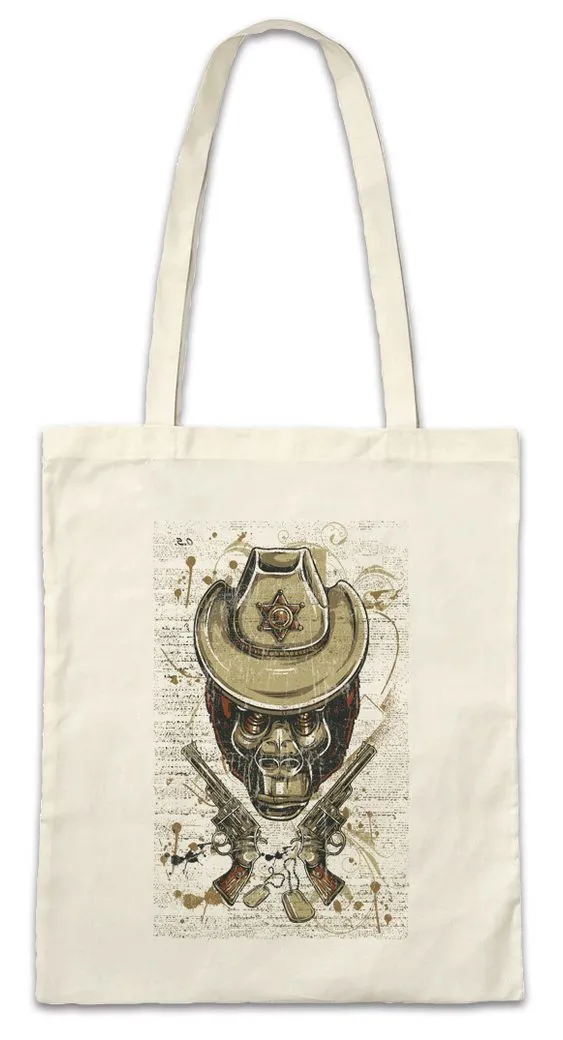 Urban Backwoods Beuteltasche Ape Sheriff Stofftasche Affe Cowboy Hut Stern Star Western Hat Western (1-tlg), Badge Saloon Square Dance