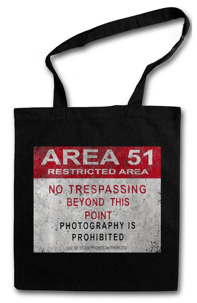 Urban Backwoods Beuteltasche Area 51 Vintage Logo Sign Stofftasche Ufo Tr3b Adamski Secret Alien (1-tlg), Schild Project Blue Book