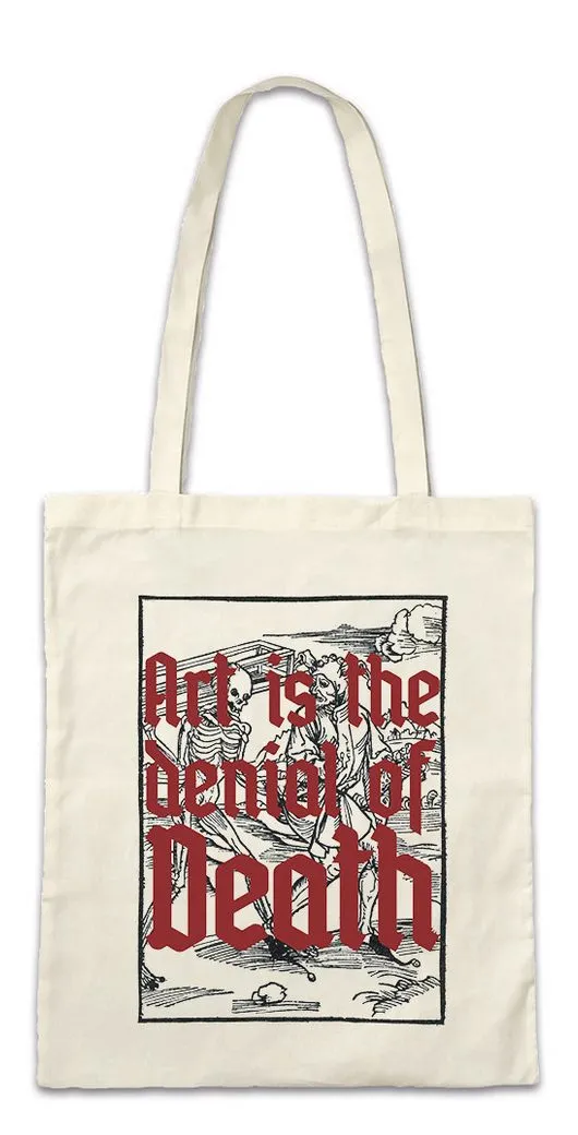Urban Backwoods Beuteltasche Art Is The Denial Of Death Stofftasche Kunst Tattoo Künstler Tod Skull (1-tlg), Skeleton Artist Ripper Sensemann