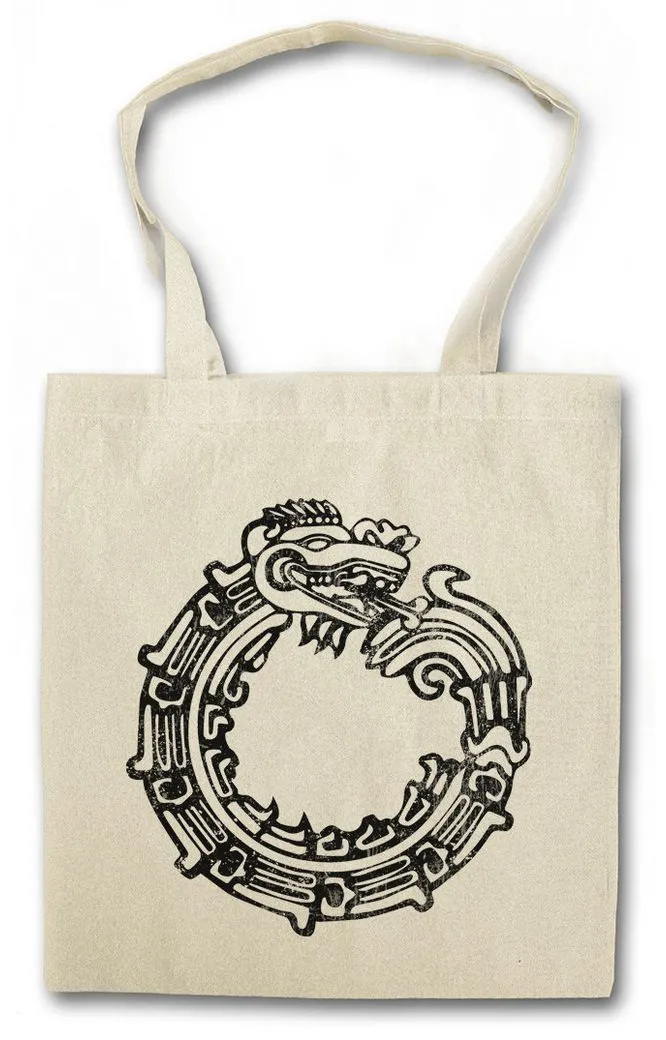 Urban Backwoods Beuteltasche Aztec Ouroboros Stofftasche Uroboros Schlange Ancient Myths Mythologie (1-tlg), Snake Asia Tattoo INFINITY