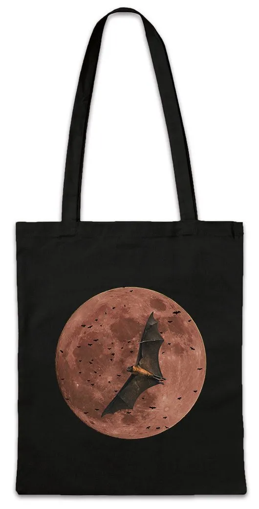 Urban Backwoods Beuteltasche Bat Moon Stofftasche Fledermaus Mond Gothiv Vampire Vampir Vollmond (1-tlg), Luna Halloween Horror Verkleidung