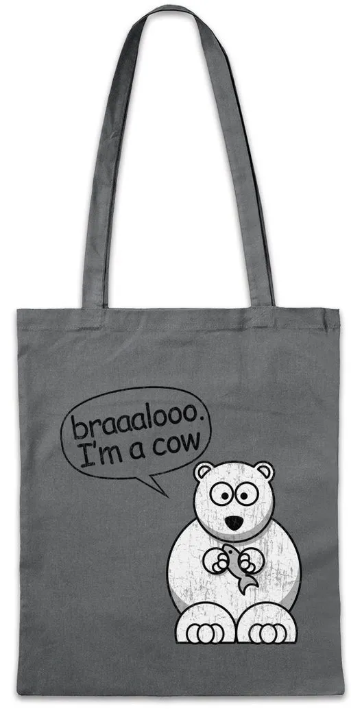 Urban Backwoods Beuteltasche Bear I'm A Cow Stofftasche Braaalooo Modern Kuh Bär Eisbär Family (1-tlg), Animal Welfare Vegan Fun