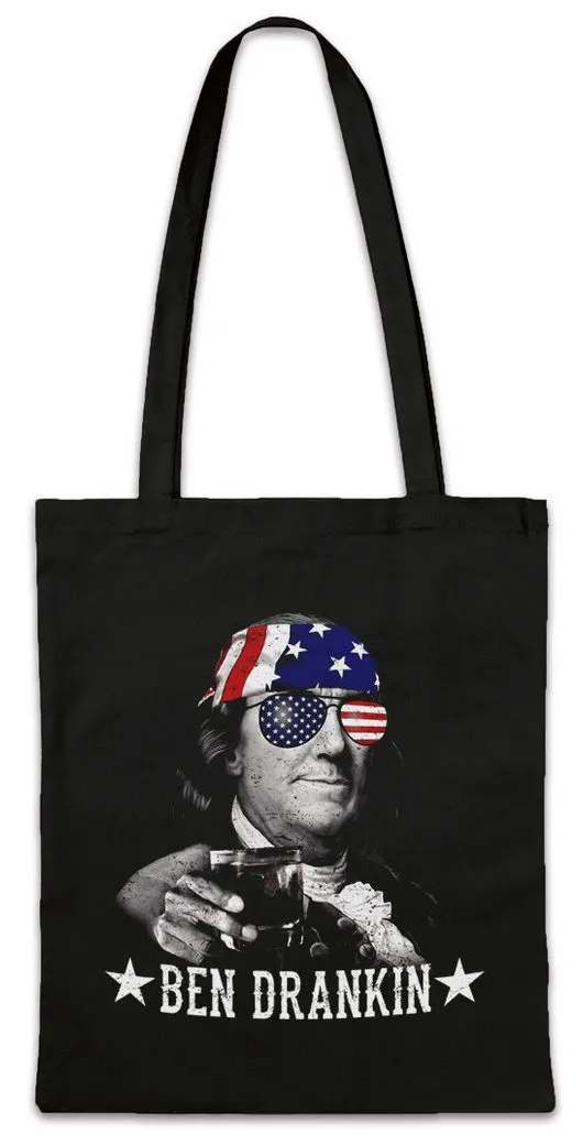 Urban Backwoods Beuteltasche Ben Drankin Stofftasche Ben Benjamin Alcohol Franklin Party Booze USA (1-tlg), United States Of America