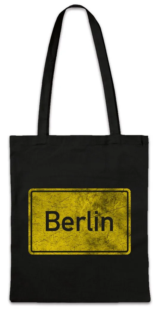 Urban Backwoods Beuteltasche Berlin Road Sign Stofftasche Germany City Stadt Ortsschild Deutschland (1-tlg), Hauptstadt Löwen L'Allemagne panneau