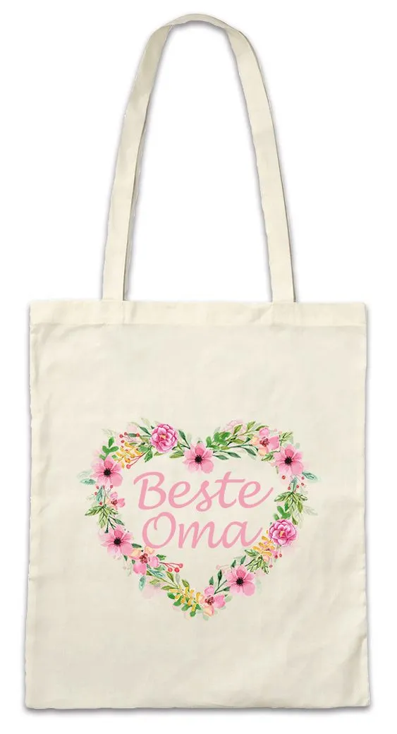 Urban Backwoods Beuteltasche Beste Oma Rosen Herz Stofftasche I Omi Großmutter Enkelkind Granny (1-tlg), Enkel Geschenk Granny Blumen