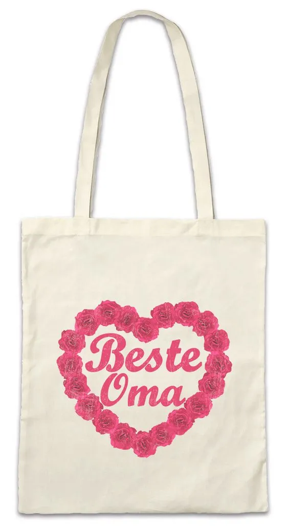 Urban Backwoods Beuteltasche Beste Oma Stofftasche Rosen Herz Omi Großmutter Nuter Enkelkind Granny (1-tlg), Geschenk Granny Blumen Enkel