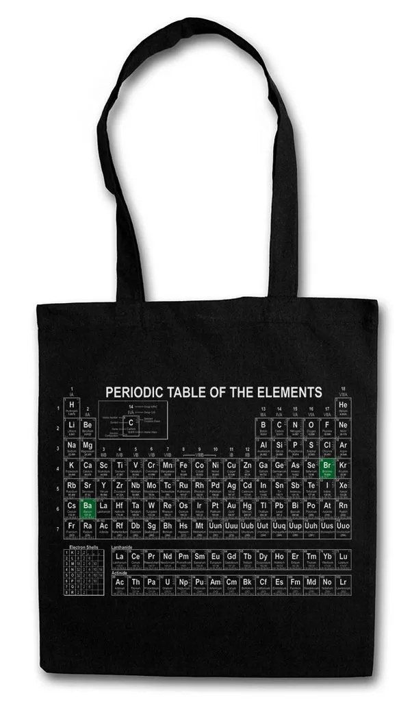 Urban Backwoods Beuteltasche Black Br Ba Periodic Table Of The Elements Stofftasche Breaking Walter (1-tlg), Periodensystem Bad White