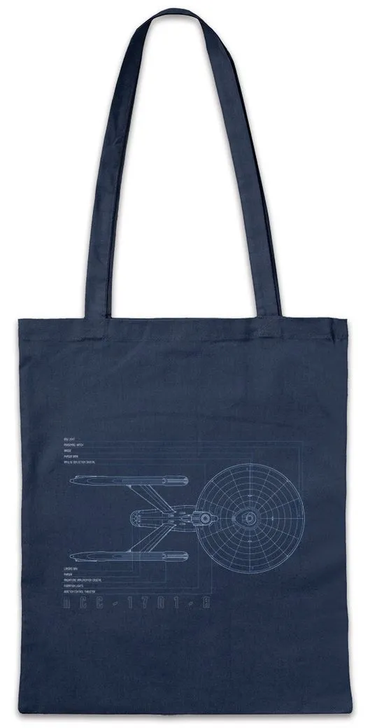 Urban Backwoods Beuteltasche Blueprint U.S.S. Federation Stofftasche Star SciFi Raumschiff Trek (1-tlg), Nerd Space Ship Bauplan
