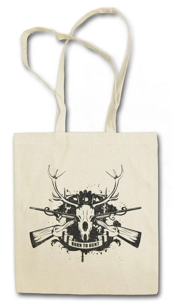 Urban Backwoods Beuteltasche Born To Hunt Stofftasche Hirsch Reh Jagd Jäger Bär Geweih Deer Bear (1-tlg), Fun Hunt Antlers Hunter