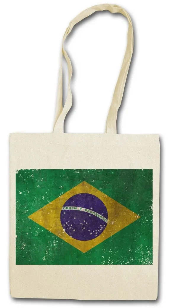 Urban Backwoods Beuteltasche Brazil Flag Vintage Logo Stofftasche Brasil Brasilien Banner Fahne (1-tlg), Flagge WM Fußball Football