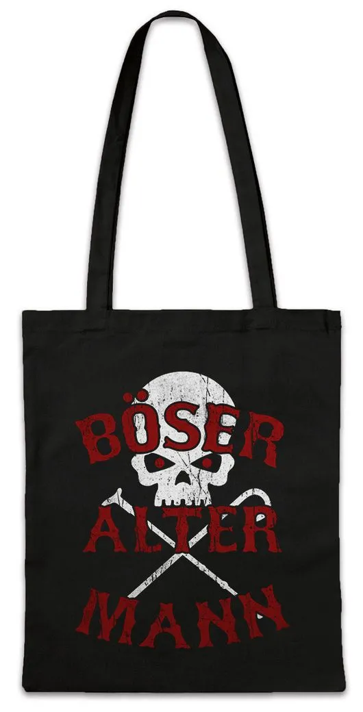 Urban Backwoods Beuteltasche Böser Alter Mann Stofftasche Rocker Biker Opa Opi Biker Rocker (1-tlg), Großvater Rentner Spaß Gangster