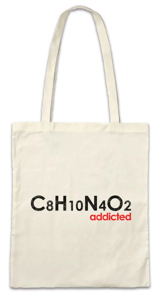 Urban Backwoods Beuteltasche Caffeine Addicted Stofftasche Koffein Süchtig Kaffee Molekül Lehrer (1-tlg), Chemie Barista Tasse Chemische