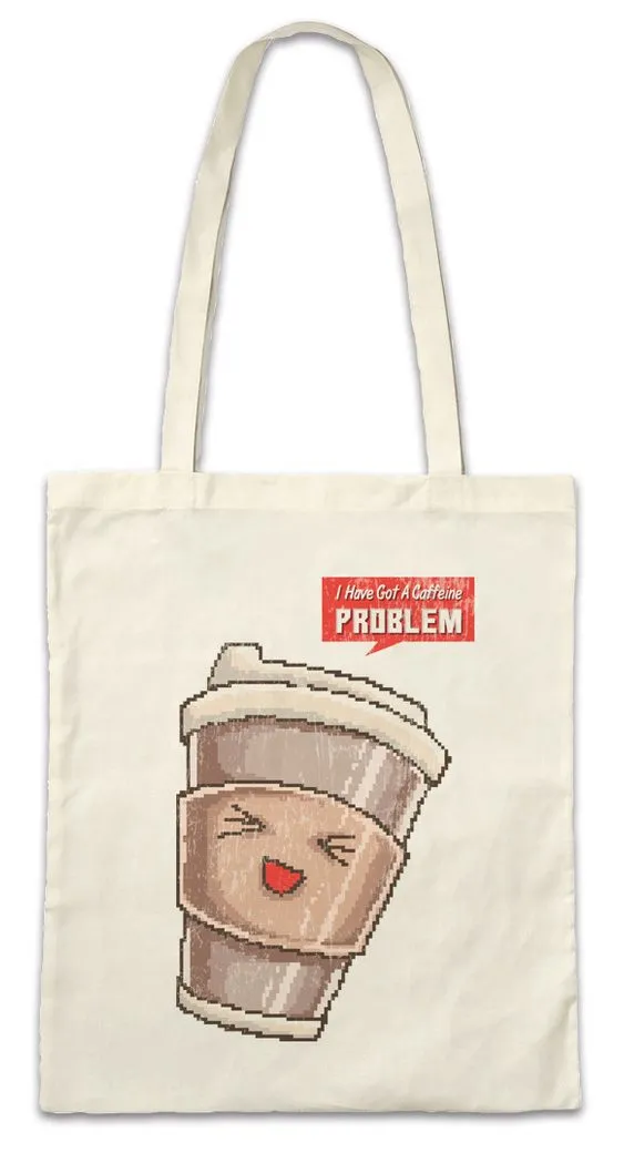 Urban Backwoods Beuteltasche Caffeine Problem Stofftasche Kaffee Coffeine Koffein Coffee Pixel (1-tlg), Barista Love Liebe Addiction