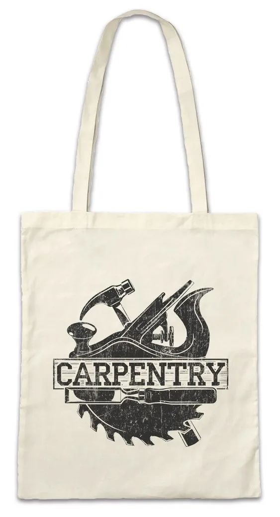 Urban Backwoods Beuteltasche Carpentry Stofftasche Schreiner Meister Handwerk Schreinerei Carpenter (1-tlg), Zimmermann Zunft Hammer Säge
