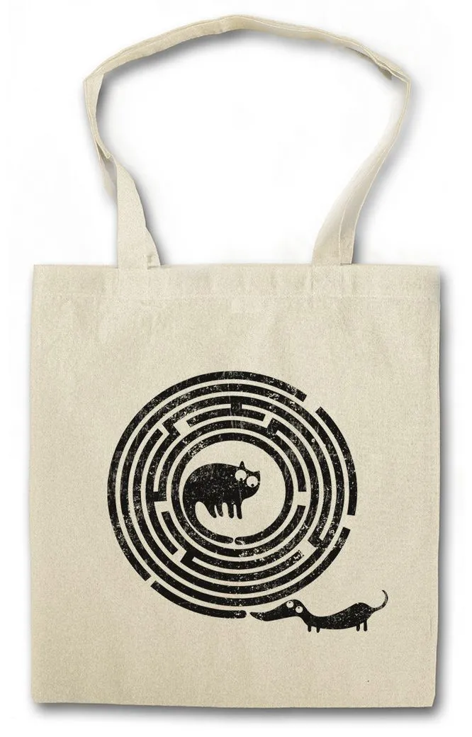 Urban Backwoods Beuteltasche Cat Dog Maze Stofftasche Katze Hund Kreis Kreisel Spirale Hypnose (1-tlg), Hypnotisierend Maze Labyrinth Esoterik