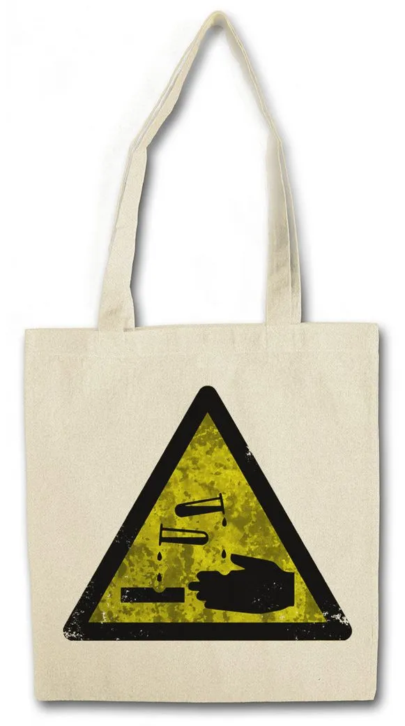 Urban Backwoods Beuteltasche Caution Acid Vintage Logo Sign Stofftasche Säure Ätzend Schild (1-tlg), Warnschild Warnung Symbol Gefahr