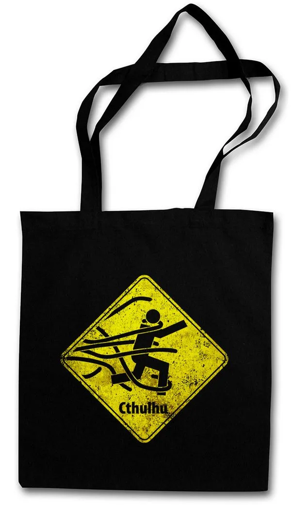 Urban Backwoods Beuteltasche Caution Cthulhu Sign Stofftasche Call Horror Arkham Lovecraft (1-tlg), Miskatonic Monster Schild Arkham