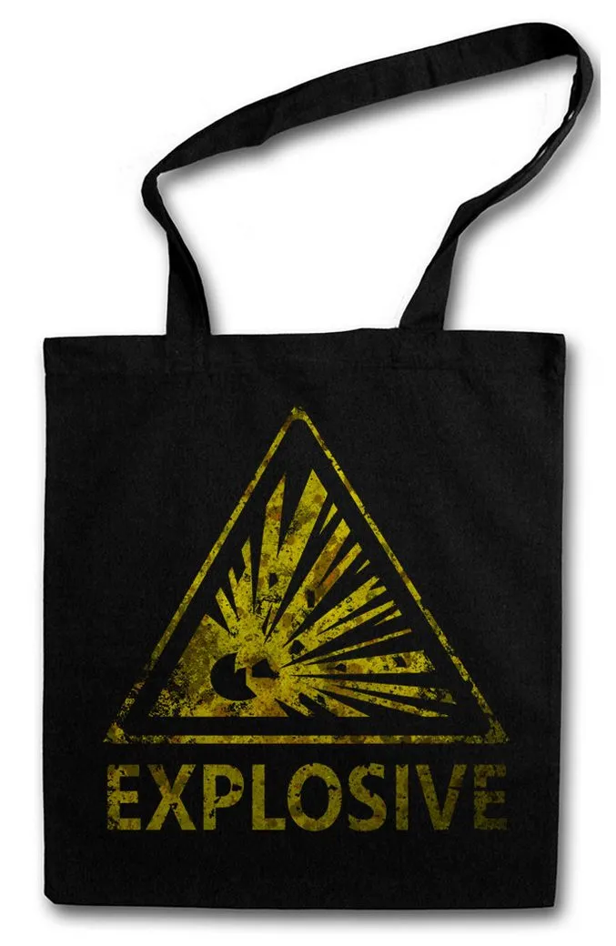 Urban Backwoods Beuteltasche Caution Explosive Vintage Logo Sign Stofftasche Warning Danger (1-tlg), Explosion TNT Bomb Warnschild