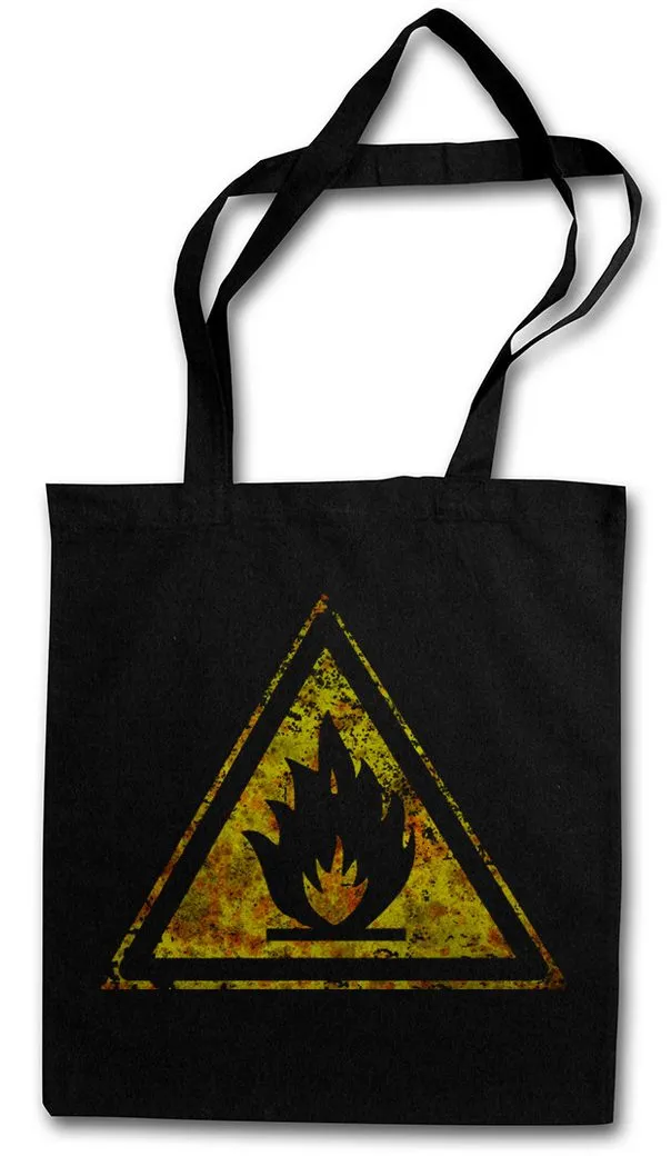 Urban Backwoods Beuteltasche Caution Flammable Vintage Logo Sign Stofftasche Leicht Entflammbar (1-tlg), Fire Feuer Brennbar Warnung