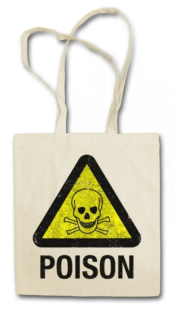 Urban Backwoods Beuteltasche Caution Poison Vintage Logo Sign Stofftasche Gift Ätzend Giftig Schild (1-tlg), Warnschild Warnung Symbol Gefahr